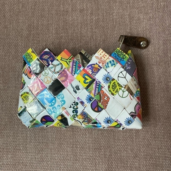 Nahui Ollin Peace Candy Wrapper Bag Change Purse - Picture 2 of 6